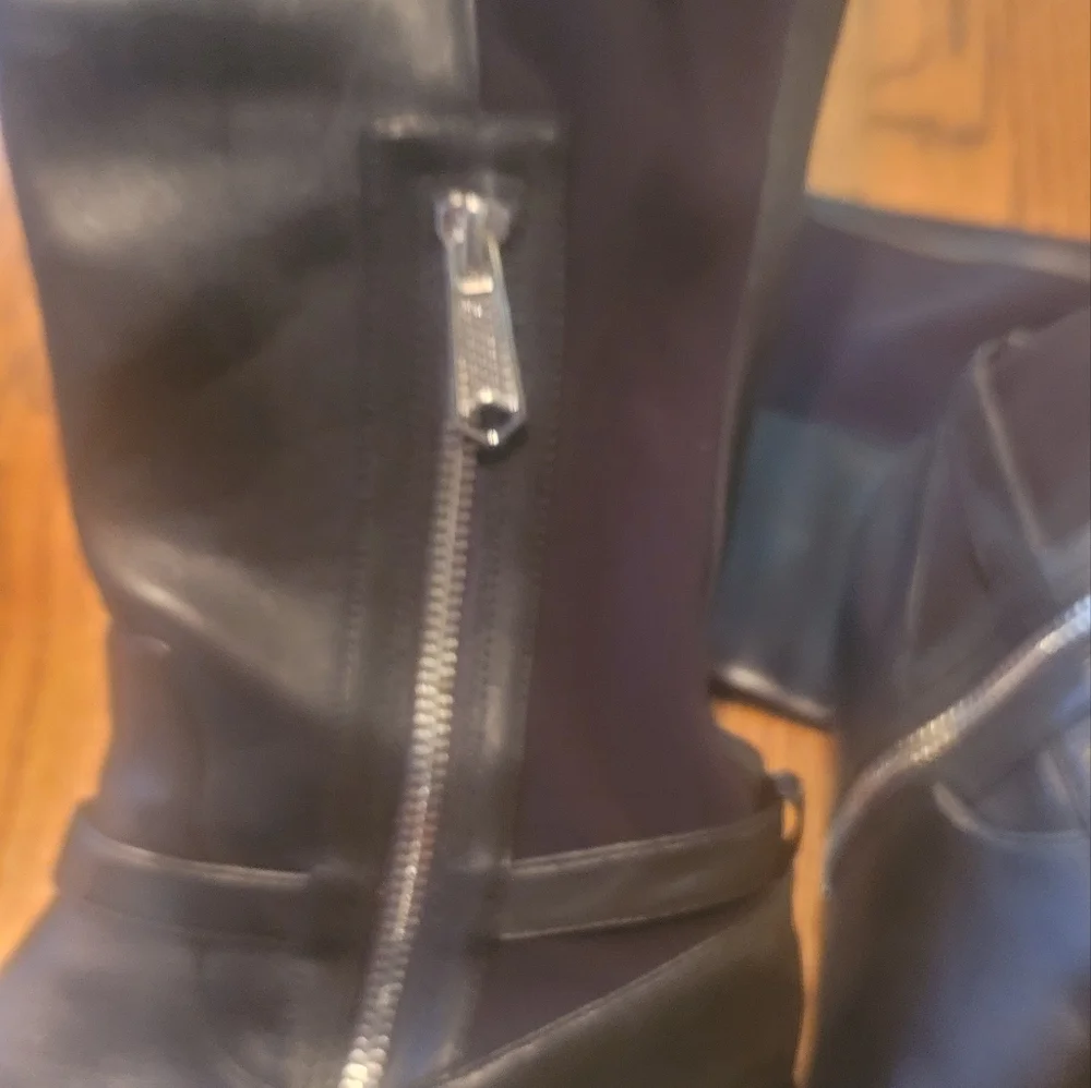 Donald Pliner Black Genuine Leather Tall Over The Knee Riding Boots Shoes Size 8